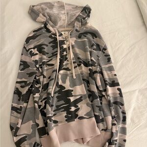 Sundry Hooded Quarter Zip Camo